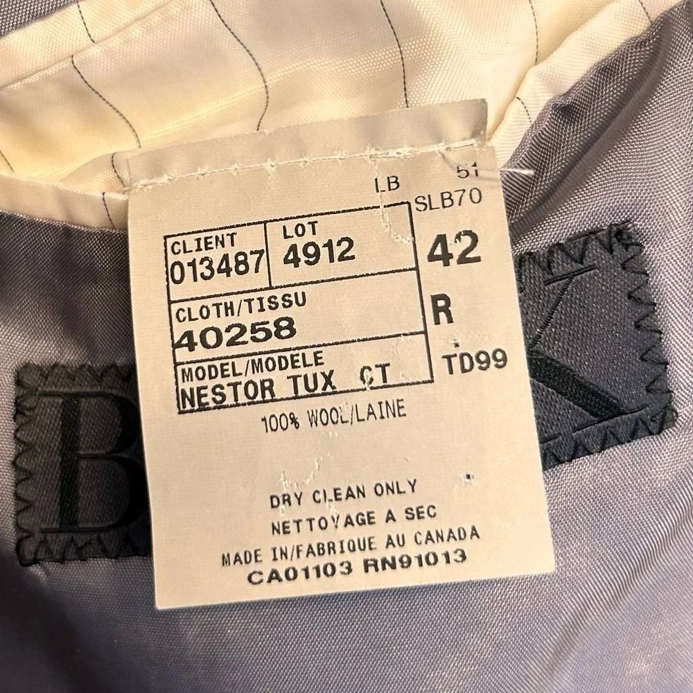 Vera Wang Nestor Tux CT Jacket 100% Wool Tuxedo Blazer Jacket Men's Size 42R